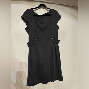 Hope & Honey - square neck, business dress, gray, sheath dress, size 14